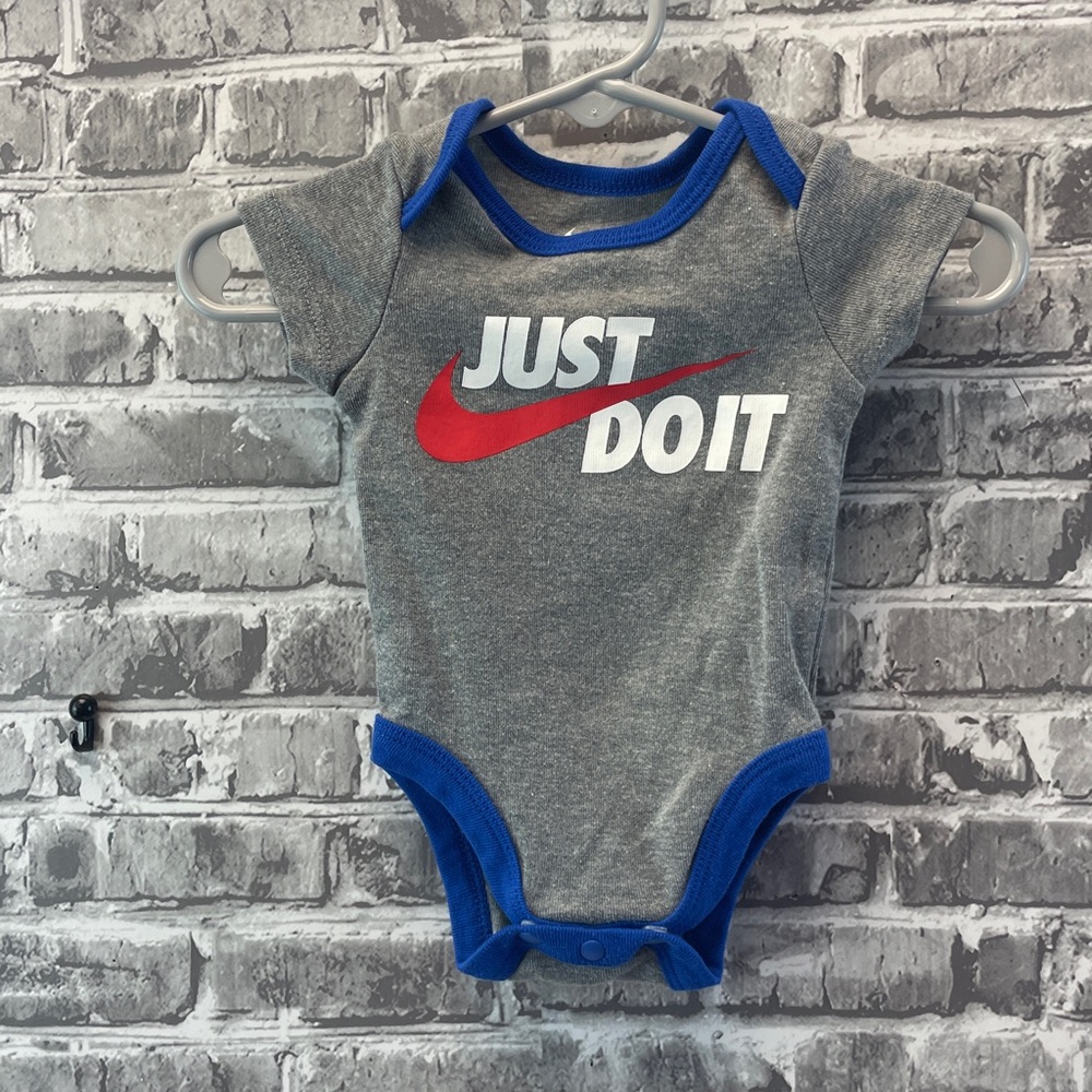 Nike Infant Onesie in Gray‎ with Blue Accents